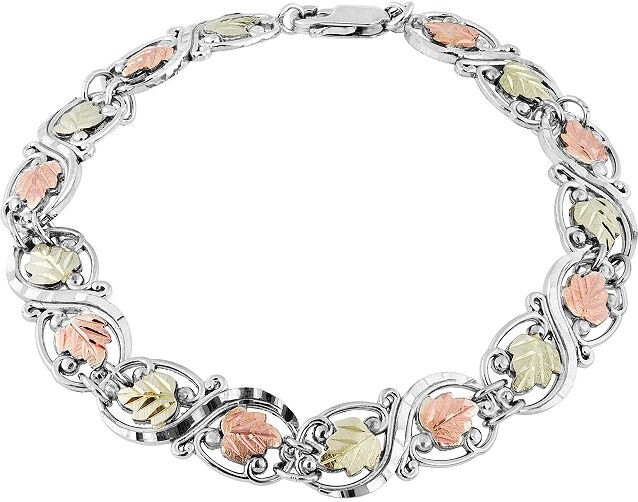Black Hills Gold Tri-Tone Leaf Bracelet in Sterling Silver