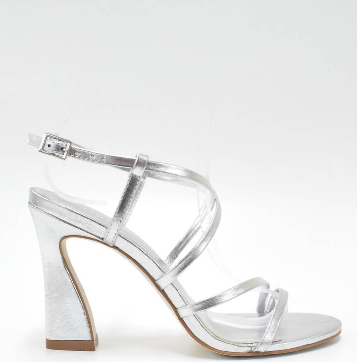 Cocco Miami Women's Strappy Sandal Platform Heels In Silver Metallic