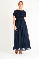 Thumbnail for your product : Lace & Beads Ruffle Detailed Short Sleeve Maxi Dress With An Open Back