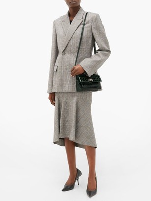 Balenciaga Prince Of Wales-check Wool Midi Skirt - Grey
