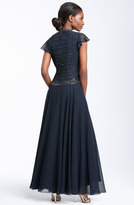 Thumbnail for your product : J Kara Women's Beaded Chiffon Gown, Size 6 - Blue