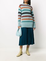 Thumbnail for your product : Plan C Striped-Intarsia Chunky Knit Jumper