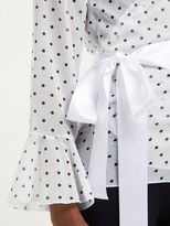 Thumbnail for your product : Pepper & Mayne Dolce Polka-dot Chiffon Wrap Top - White Black