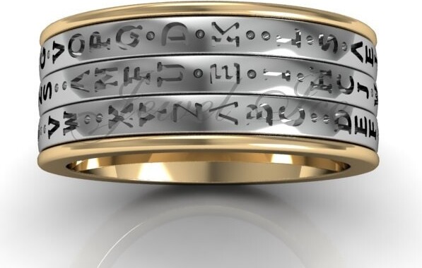 Etsy 14K Two Tone Yellow & White Gold Three Row Spinner Da Vinci Cryptex, Codex, Decoder Ring lb-2025-7