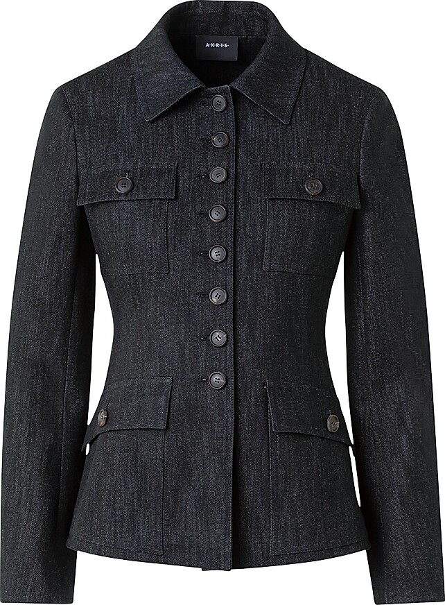 Akris Women's Delia Denim Jacket - Black Denim - Size 4