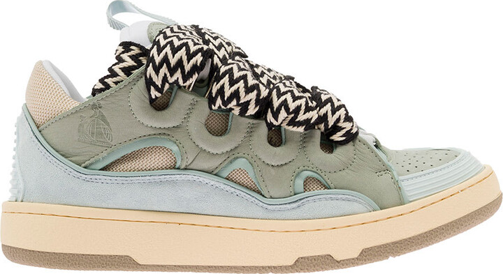 Lanvin 'curb' Multicolor Low-top Sneaker With Oversized Laces In ...