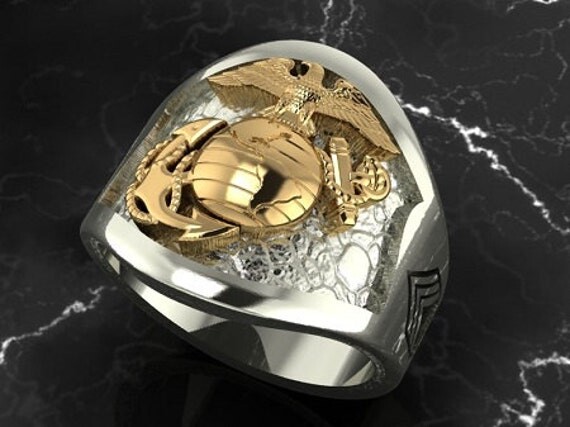 Etsy Marine Corps Two Tone Usmc Gold Ring