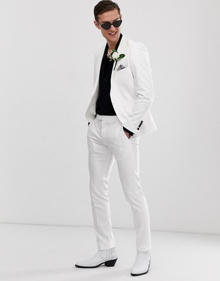 Twisted Tailor Hemmingway super skinny wedding suit jacket in white