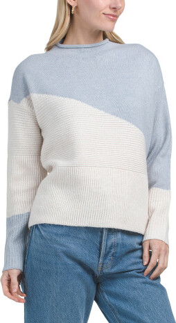 TJMAXX Color Block Directional Rib Pull Over Sweater, Polyester