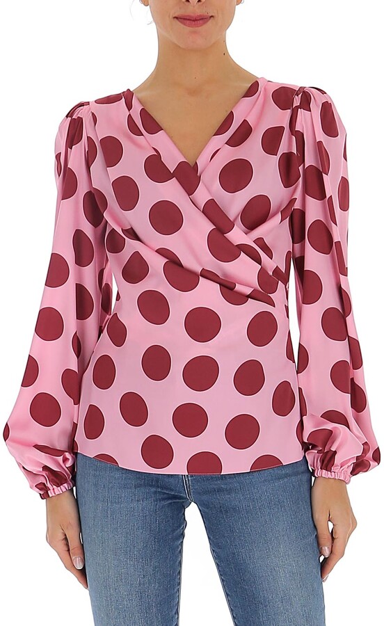 pink polka dot shirt womens