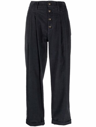 Dondup Corduroy High-Waisted Cropped Cotton Trousers