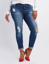 Thumbnail for your product : Charlotte Russe Plus Size Refuge Boyfriend Destroyed Jeans