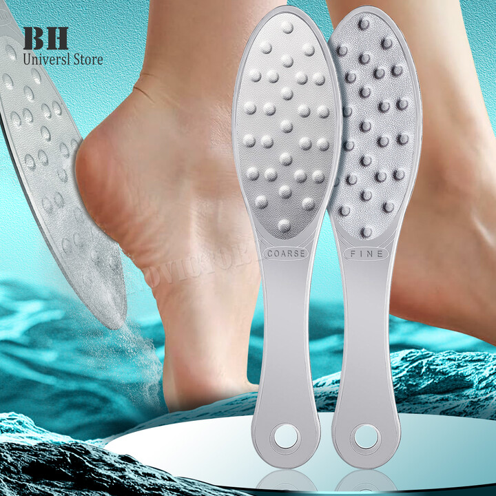Andvictory Stainless Steel Foot Scraper Metal Foot File Double SidedCallus Remover Professional for Wet or Dry SkinPedicure Tool Heel