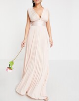 Thumbnail for your product : ASOS DESIGN Bridesmaid pleated cami maxi dress with satin wrap waist