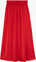 Pintucked Satin-crepe Midi Skirt 