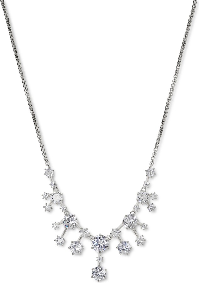 Eliot Danori Rhodium-Plated Cubic Zirconia Statement Necklace, 16" + 2" extender, Created for Macy's