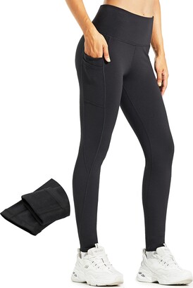 Women's Thermal Fleece Lined Leggings High Waisted Winter Yoga Pants with  Pockets