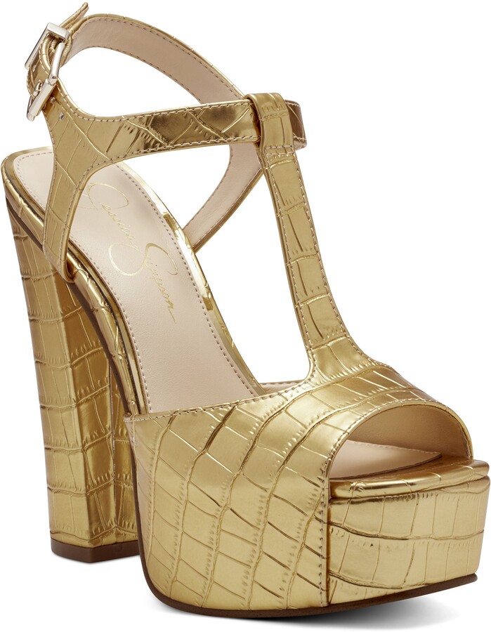 white and gold platform sandals