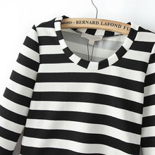 Striped Ruffle Black and White Blouse
