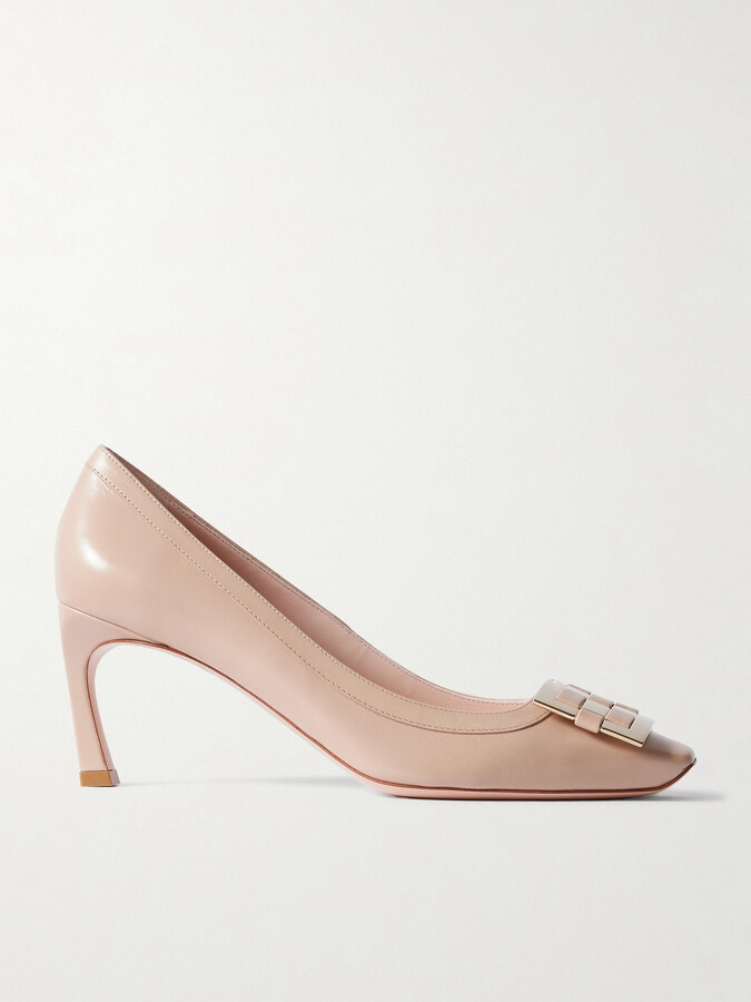 Roger Vivier Belle Vivier Trompette 70 Buckled Patent-leather Pumps - Neutrals