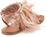 Thumbnail for your product : Miu Miu Feather-Ankle Flat Sandal, Neutral