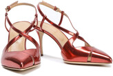 Thumbnail for your product : Sergio Rossi Cutout metallic leather slingback pumps