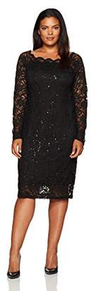 Tiana B Women's Size Scallop Neck Sequin Lace Dress Plus