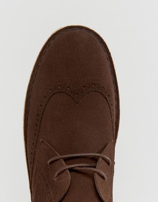 ASOS Brogue Shoes In Brown Suede