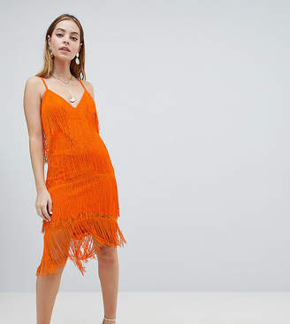 asos orange fringe dress