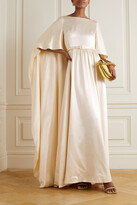 Thumbnail for your product : Huishan Zhang Lea Belted Cape-effect Satin Gown