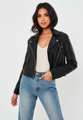 Missguided Tall Black Ultimate Boxy Faux Leather Biker Jacket