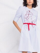 Thumbnail for your product : Ports 1961 Pinstripe Print Belted Dress