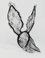 Thumbnail for your product : Missguided Halloween Lace Bunny Ears Headband With Veil