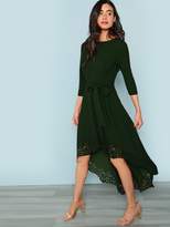 Thumbnail for your product : Shein Laser Cut Dip Hem Dress with Belt