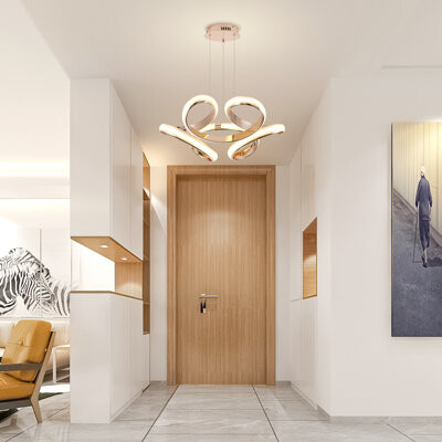 Modern Led Chandelier, Adjustable Height Led Pendant Light, Creative Spiral Ring Ceiling Light Fixture For Dining Room Living Room Kitchen Island Bedr