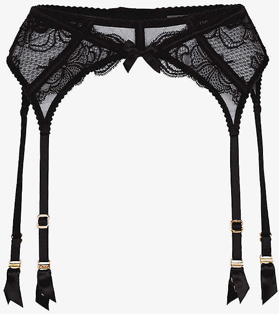 Agent Provocateur Womens Black Rozlyn High-rise Lace Suspenders ...