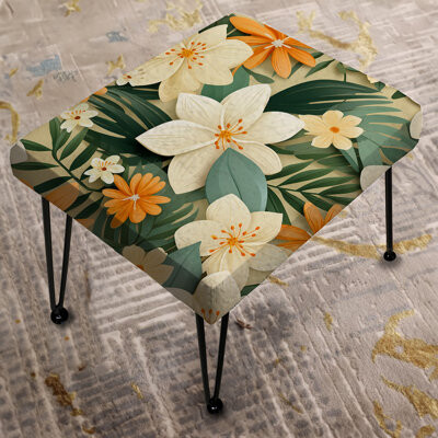 Design Art Mango Bloom Tropical Pattern II - Tropical Rectangle Ottoman