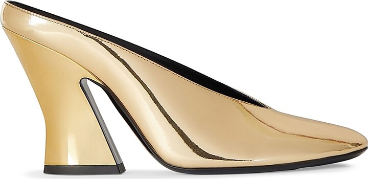 Givenchy Women's Sculpted Heeled Mules in Mirror Effect Leather - Golden - Size 6