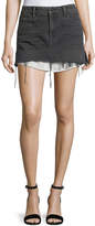 Thumbnail for your product : Alexander Wang T by Mid-Rise Cutoff Denim Skirt w/ Shirttail Hem