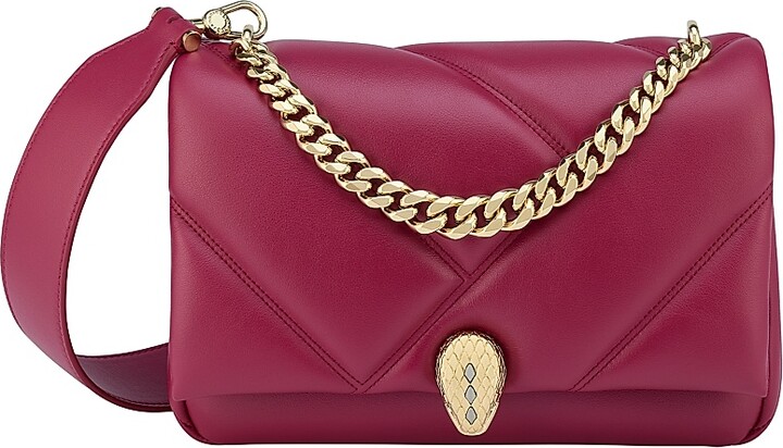 Bvlgari Women's Serpenti Cabochon Matelassé Leather Crossbody Bag - Anemone Spinel