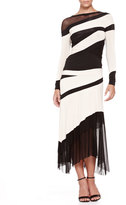 Thumbnail for your product : Donna Karan Bicolor Mesh-Bottom Collage Skirt