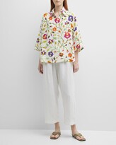 Thumbnail for your product : eskandar Floral-Print Button-Front Shirt with Sloped Shoulders