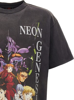 SAINT MICHAEL × EVANGELION NEON XL EVANGELION × SAINT Mxxxxxx NEON Short sleeve T-shirt （Black