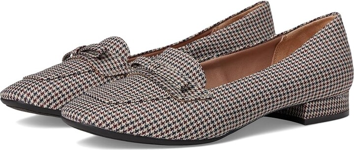 LifeStride Claudine Ballerina/Skimmer Shoes Women's Flat Shoes Beige Houndstooth : 8.5 W (C), Faux Leather