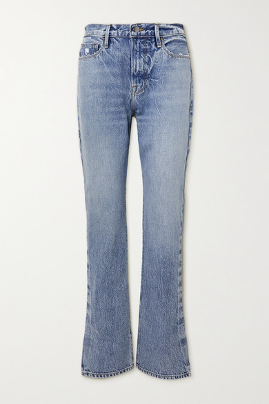 FRAME - Le Drew High-rise Straight-leg Jeans - Mid denim