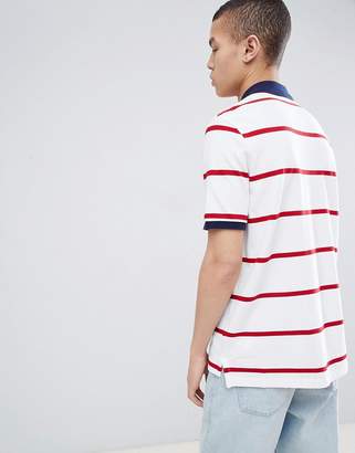 Polo Ralph Lauren Bring It Back Embroidered Flags Stripe Pique Polo Contrast Collar Custom Regular Fit In White/Red