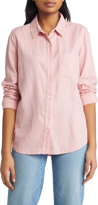 Caslon Casual Linen Blend Button-Up Shirt