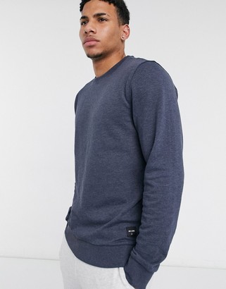 ONLY & SONS crew neck sweatshirt in navy blue - ShopStyle