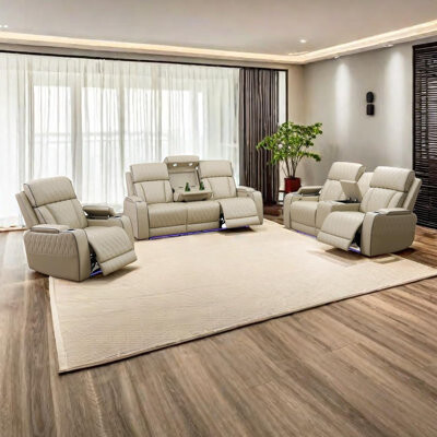 Ivy Bronx 3-Piece Vegan Leather Power Reclining Living Room Sofa Set