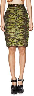 Jean Paul Gaultier Green Tiger Print Fleece Skirt